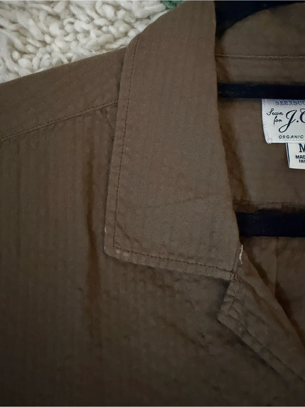 J. Crew Olive Green Seersucker Shirt Jacket
